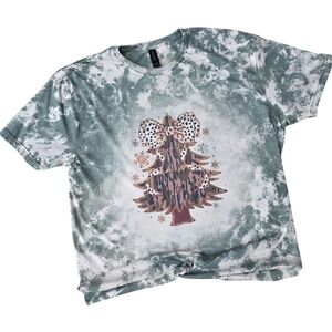 Camo Bow Christmas Tree Sublimation Bleached Tee